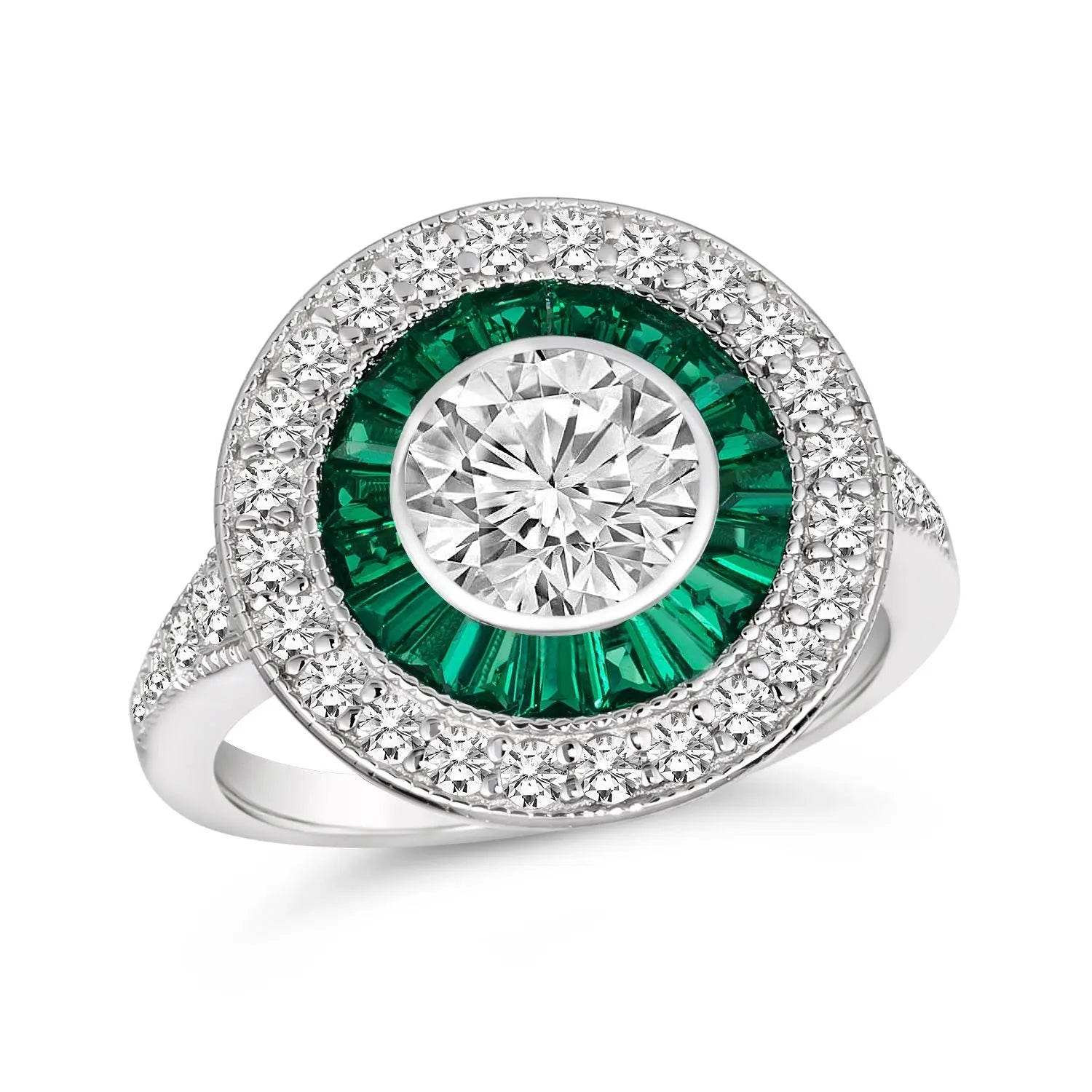 Demi Vintage 1 Carat Diamond Crystalline Ring Emerald