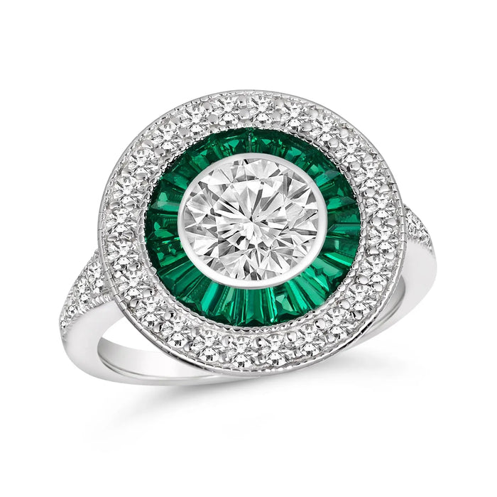 Demi Vintage 1 Carat Diamond Crystalline Ring Emerald