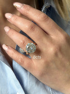 Lab-Grown Round Split Claw Engagement Ring, 18K Gold