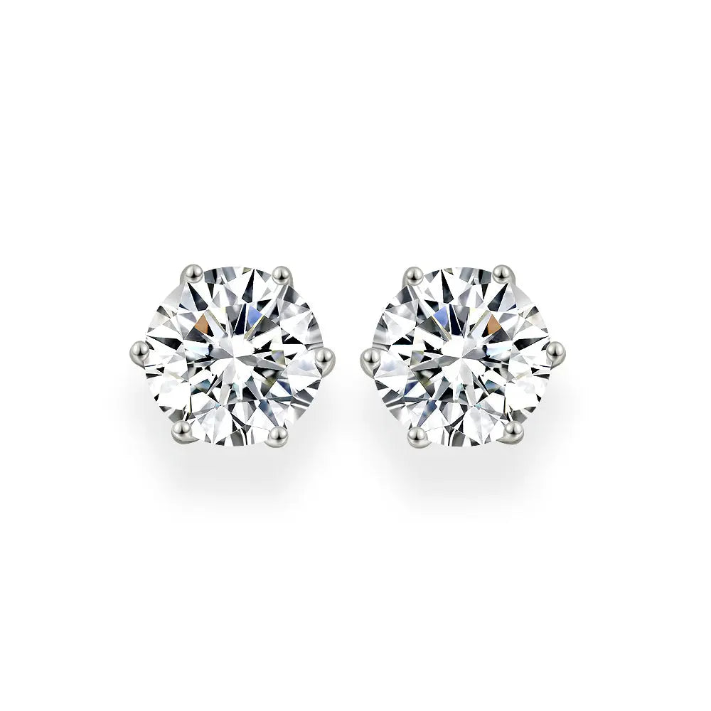 Diamond Crystalline 6 Prong Studs 3 Carat
