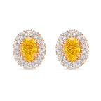 Lab-Grown Yellow Oval Diamond Halo Earrings, 18K Gold