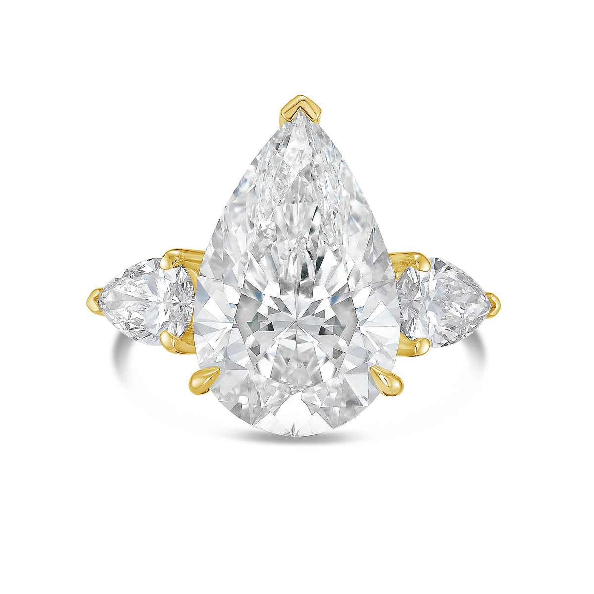 Lab-Grown Three Pear Diamond Ring