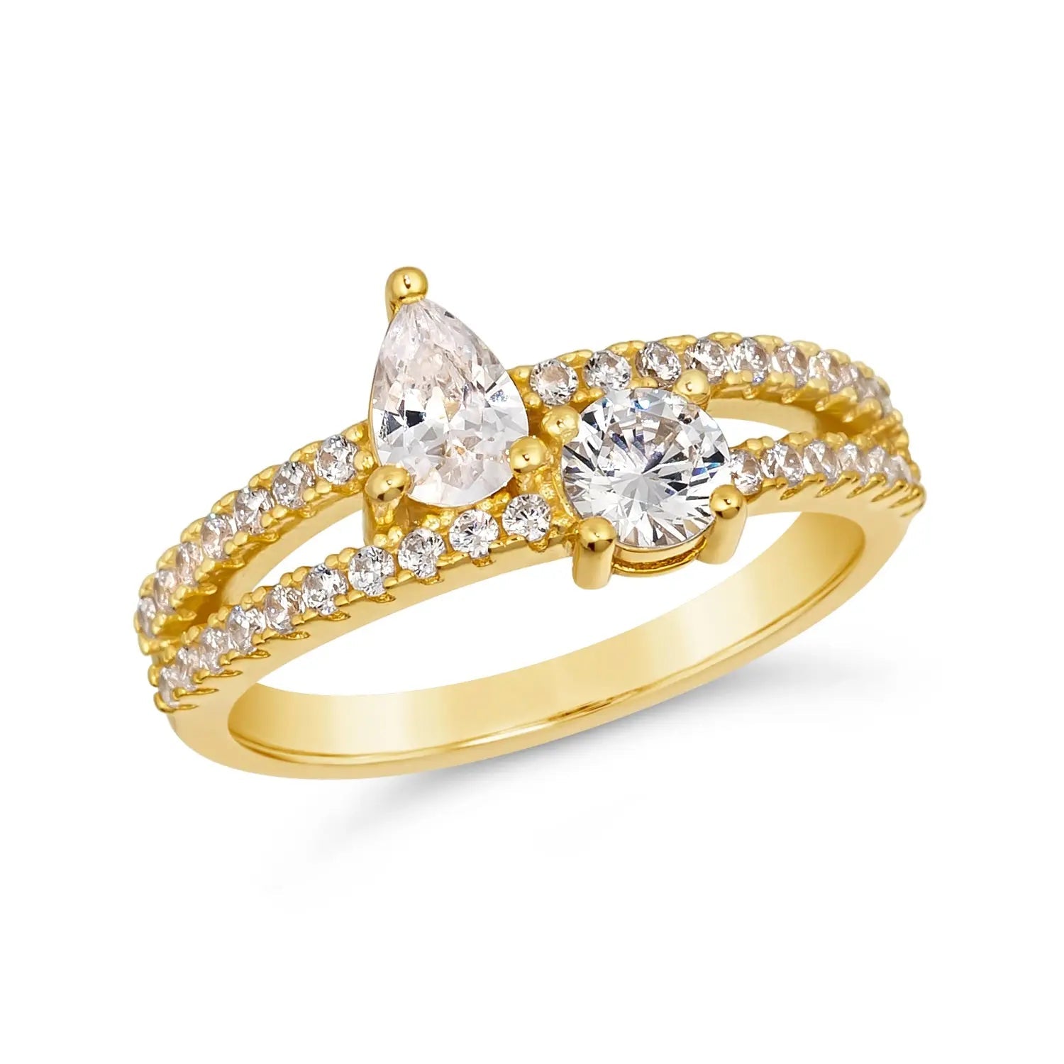 Double Diamond Bypass Ring