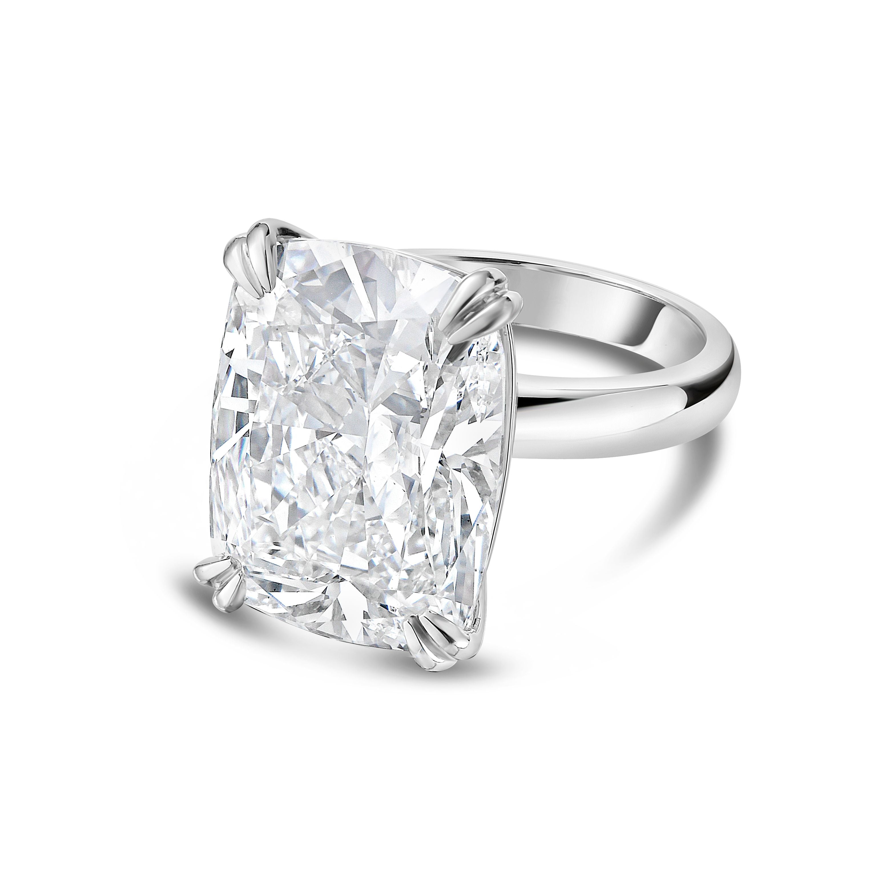 Lab-Grown Elongated Cushion Diamond Double Claw Engagement Ring, 14K Gold
