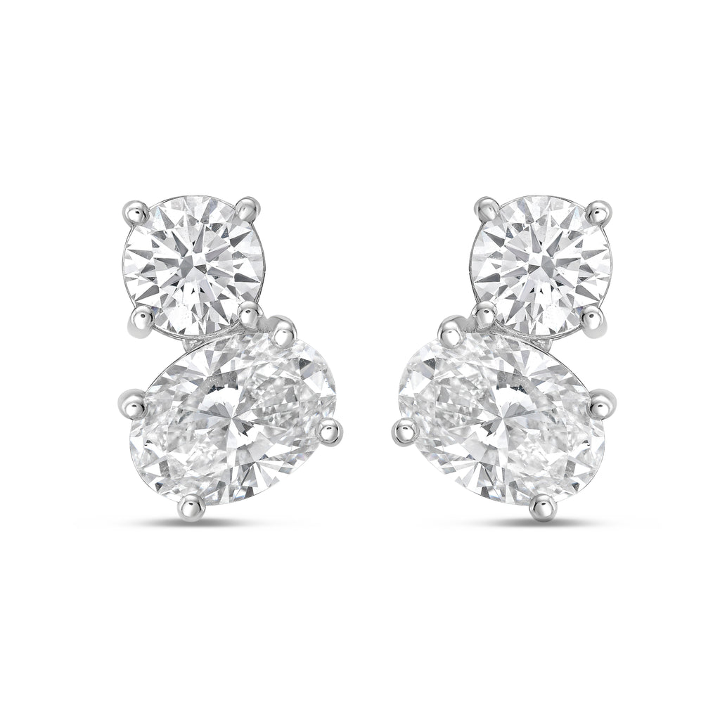 Lab Grown Round And Oval Diamond Earrings