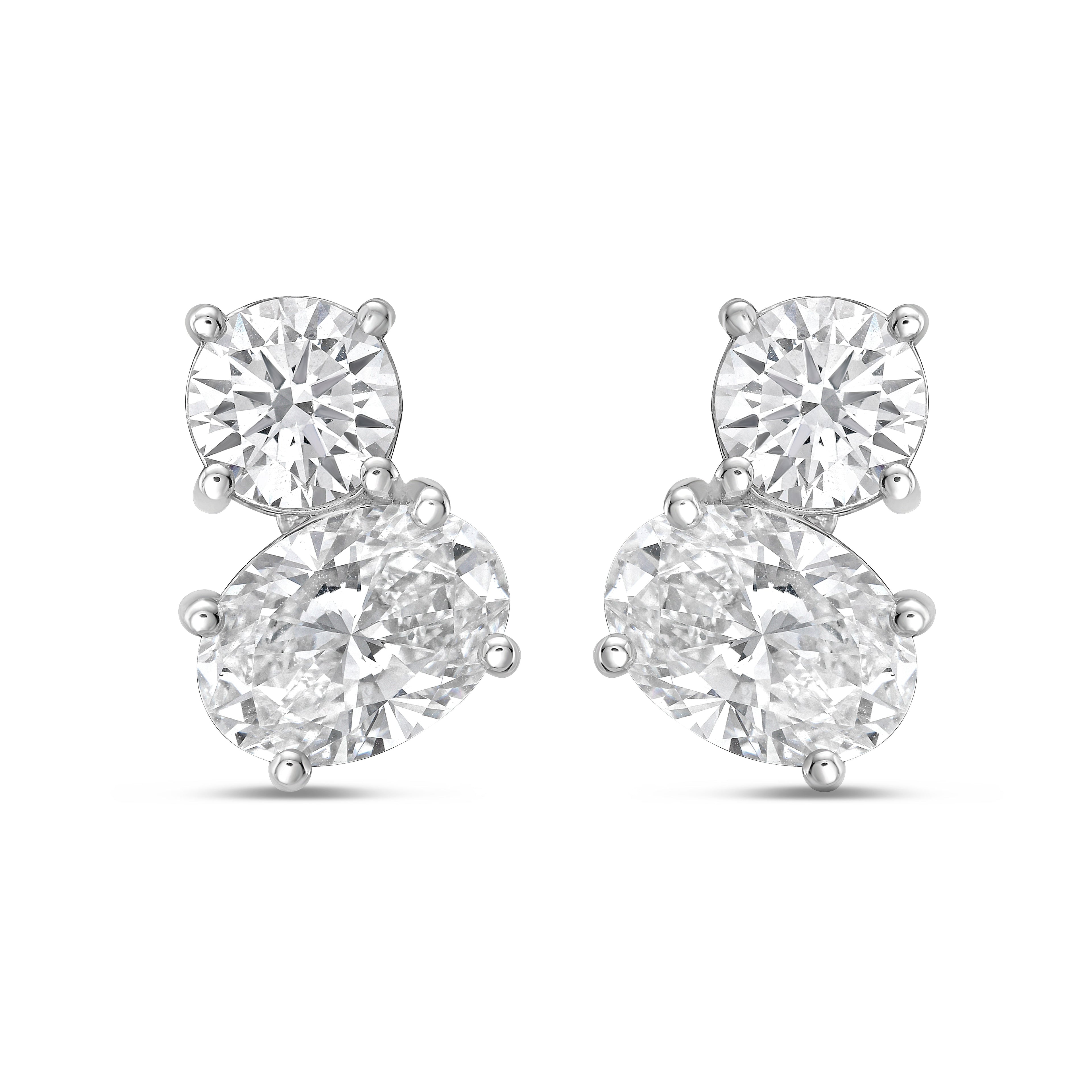Lab Grown Round And Oval Diamond Earrings