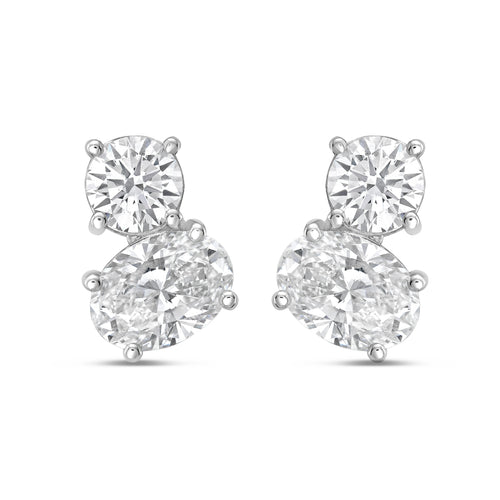 Lab Grown Round And Oval Diamond Earrings