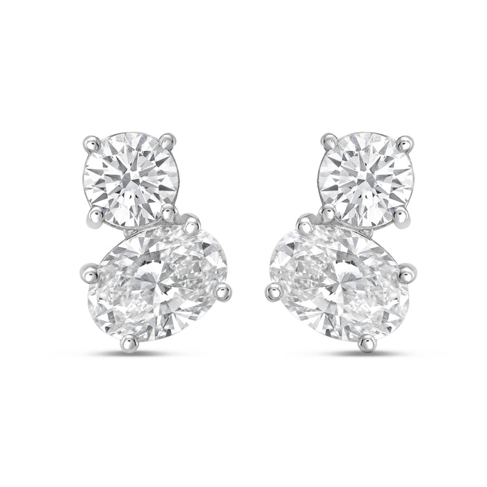 Lab Grown Round And Oval Diamond Earrings