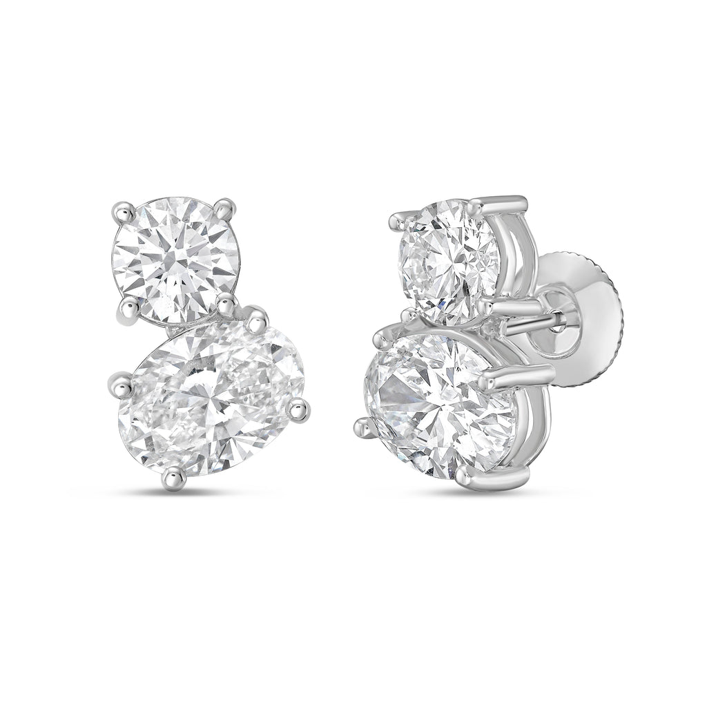 Lab Grown Round And Oval Diamond Earrings