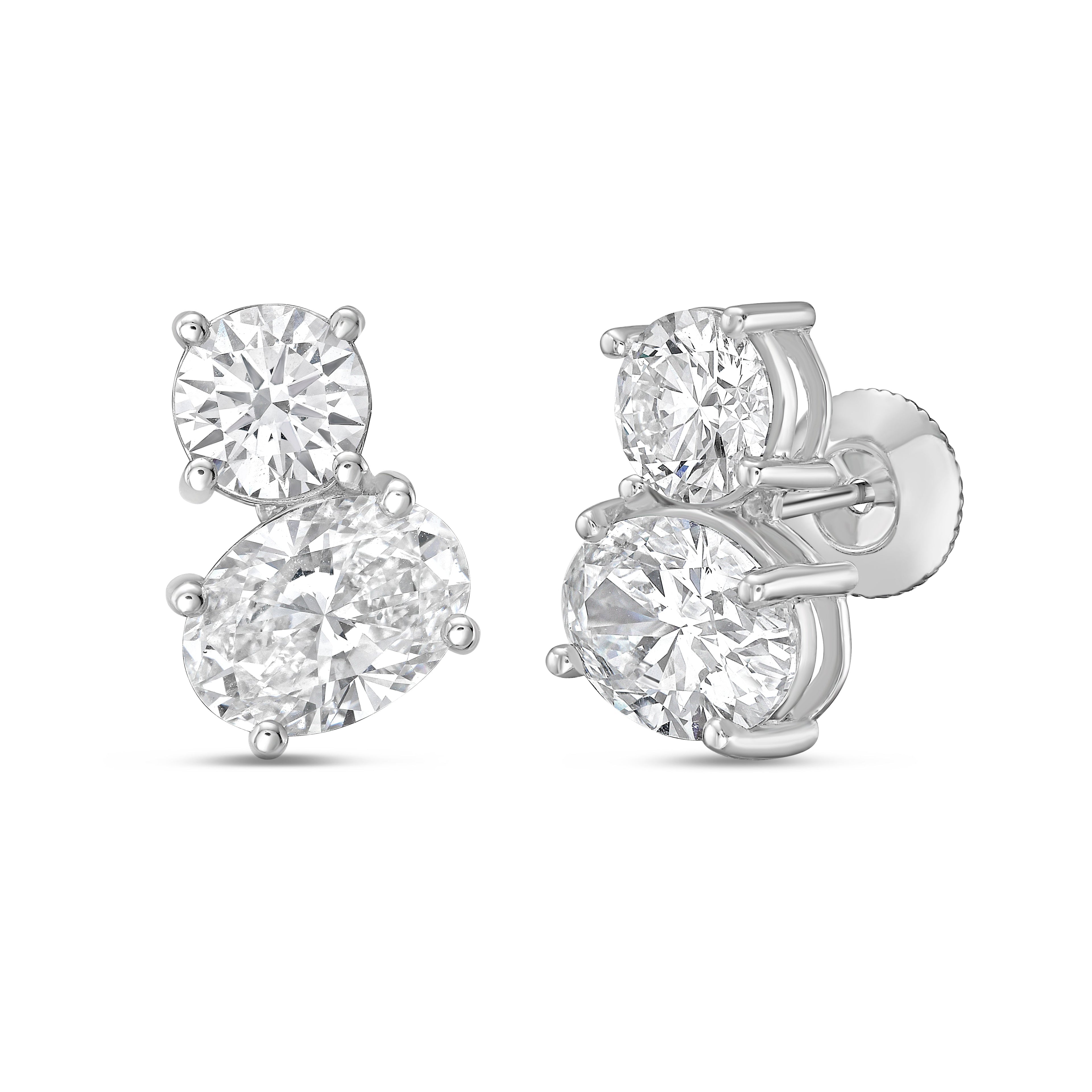 Lab Grown Round And Oval Diamond Earrings
