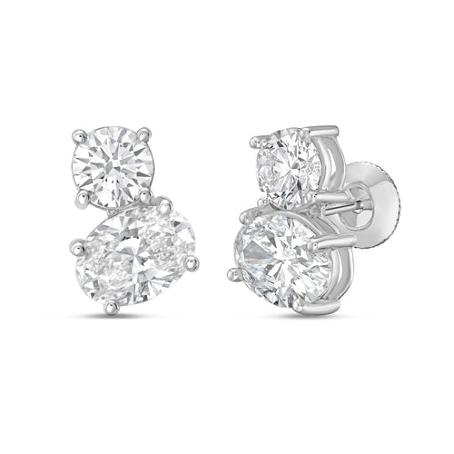 Lab Grown Round And Oval Diamond Earrings
