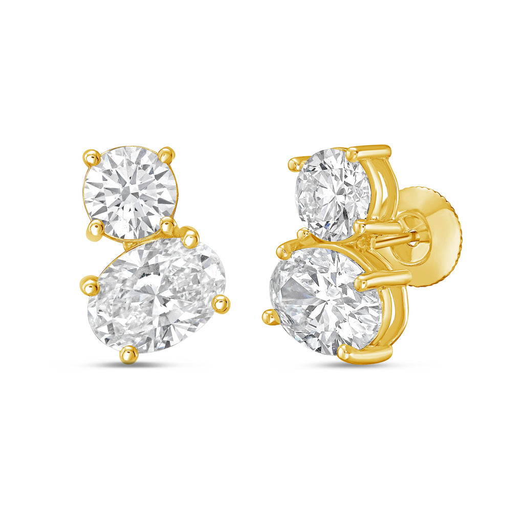 Lab Grown Round And Oval Diamond Earrings
