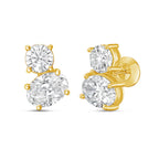 Lab Grown Round And Oval Diamond Earrings