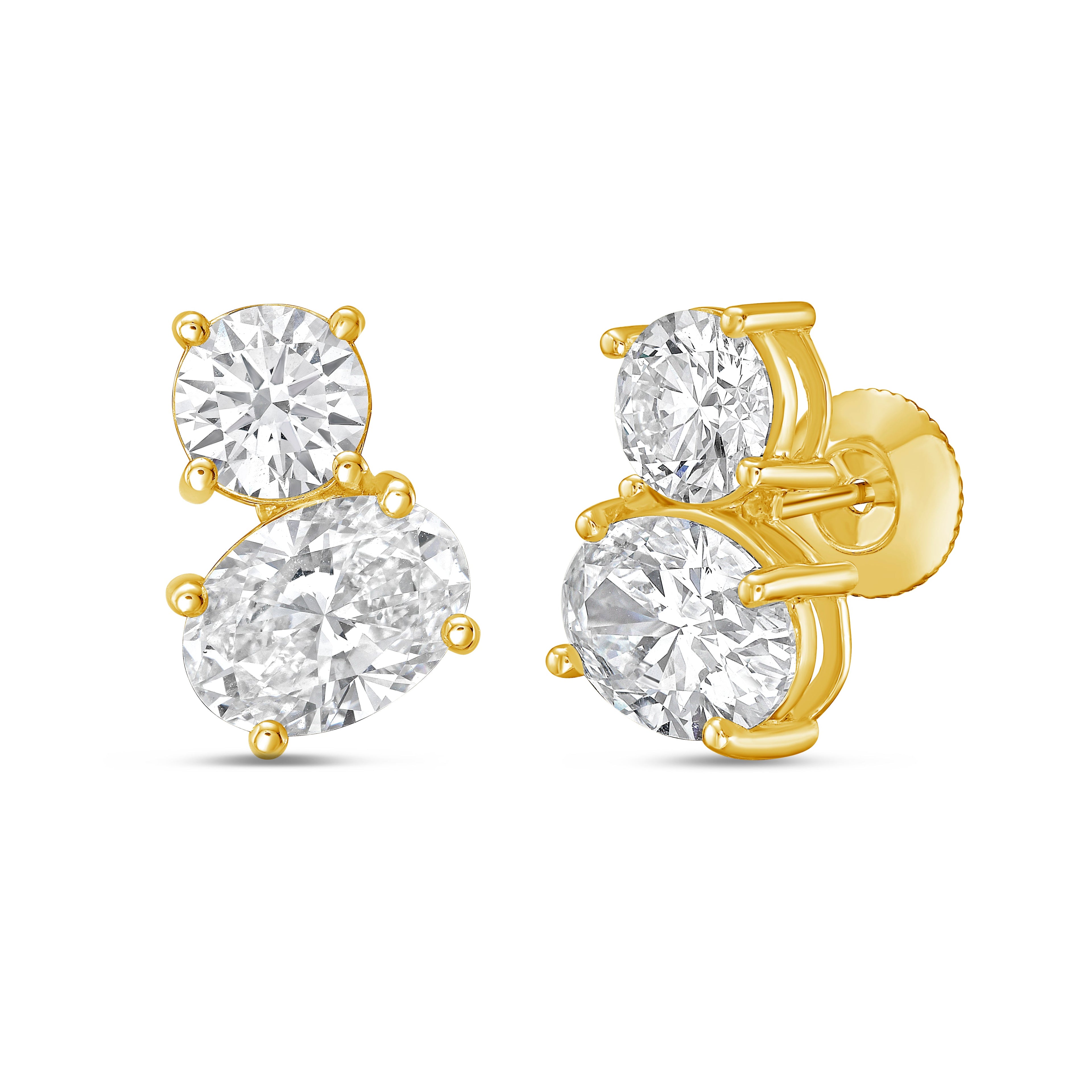 Lab Grown Round And Oval Diamond Earrings