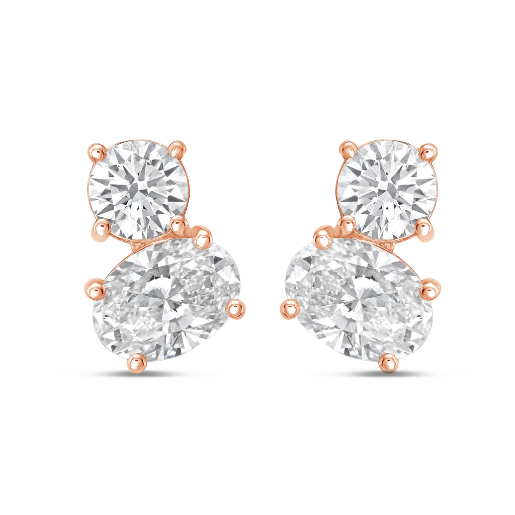 Lab Grown Round And Oval Diamond Earrings