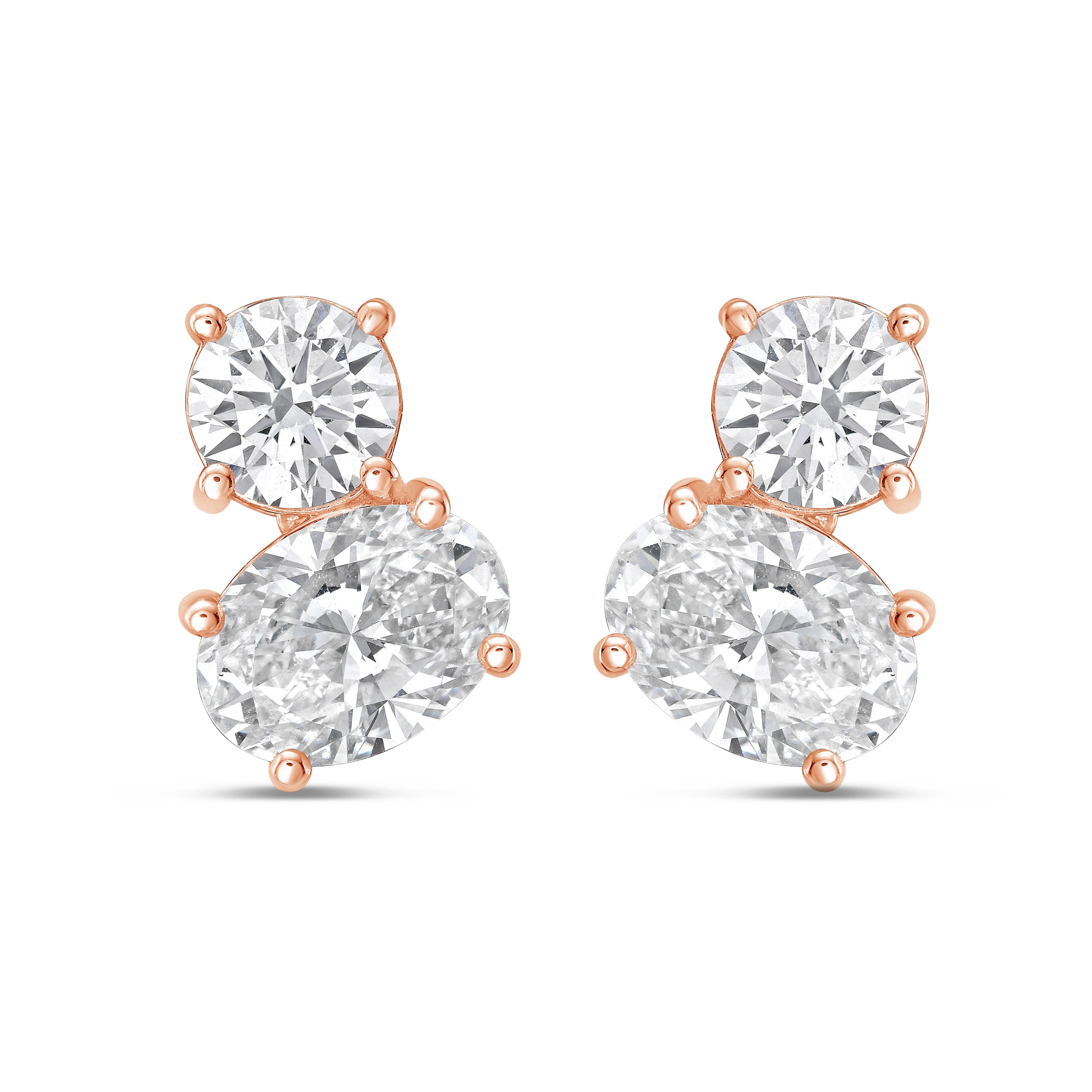 Lab Grown Round And Oval Diamond Earrings