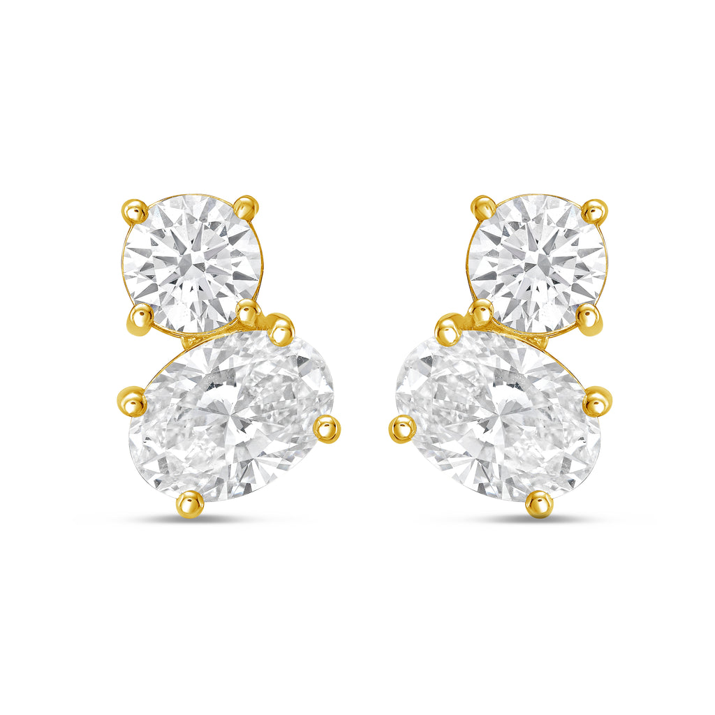 Lab Grown Round And Oval Diamond Earrings