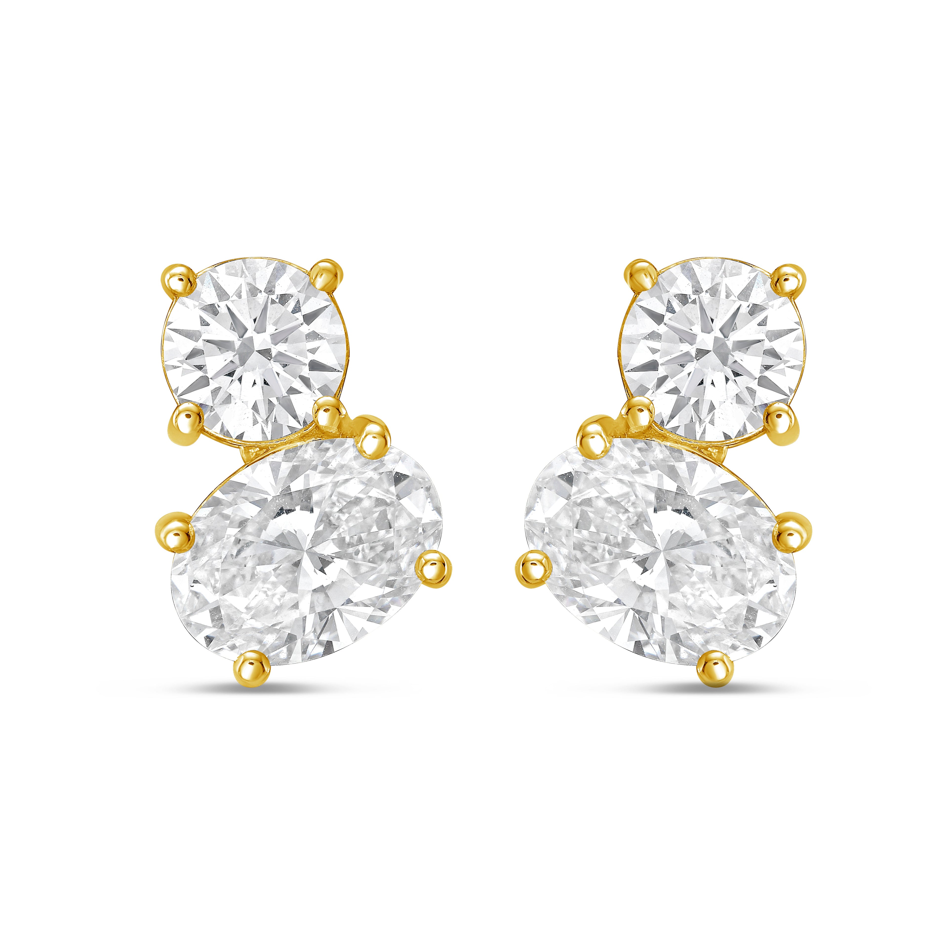 Lab Grown Round And Oval Diamond Earrings