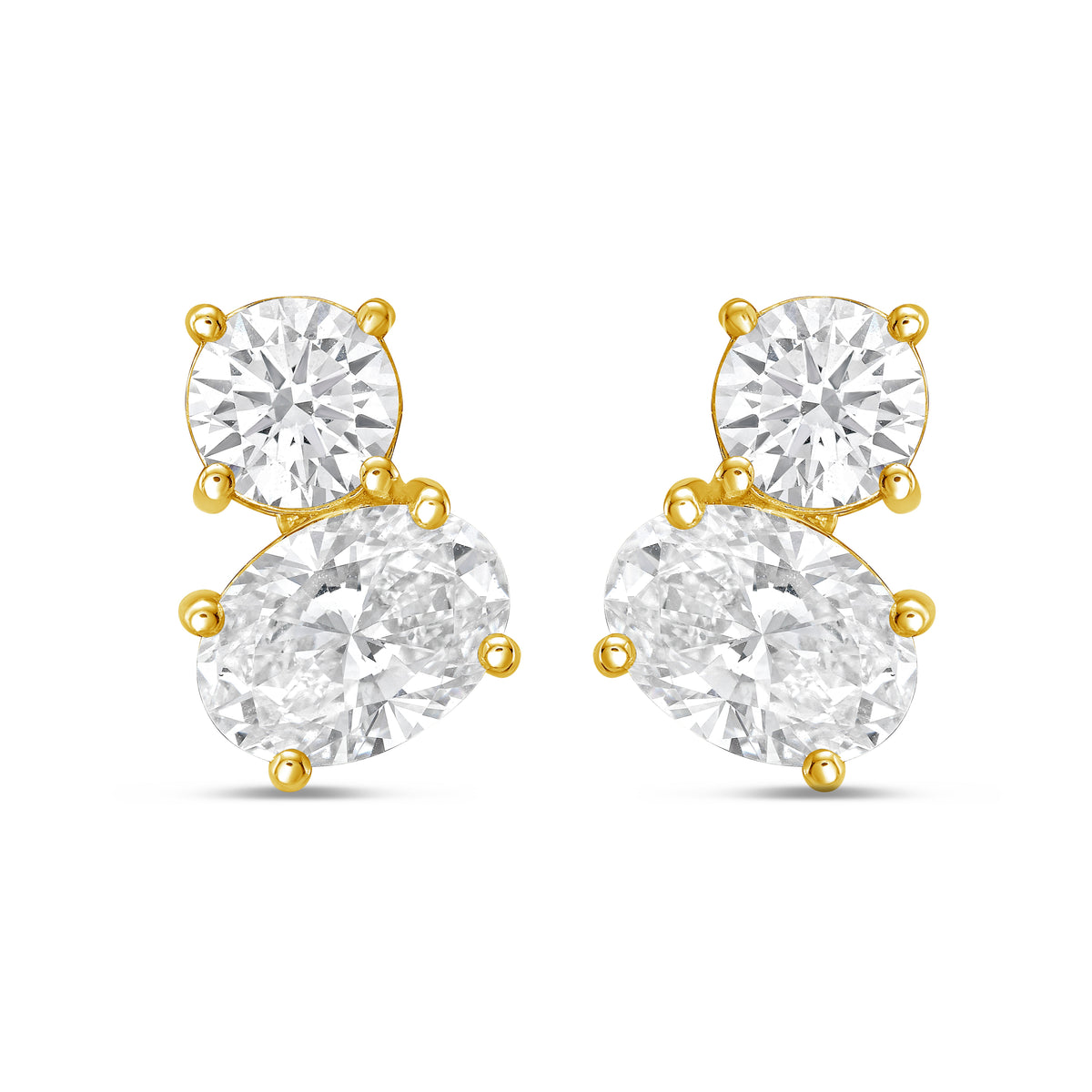 Lab Grown Round And Oval Diamond Earrings