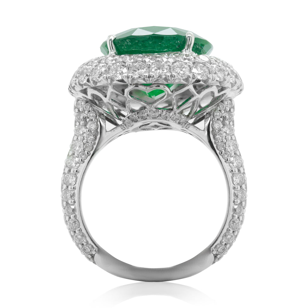 Oval Emerald Halo Ring
