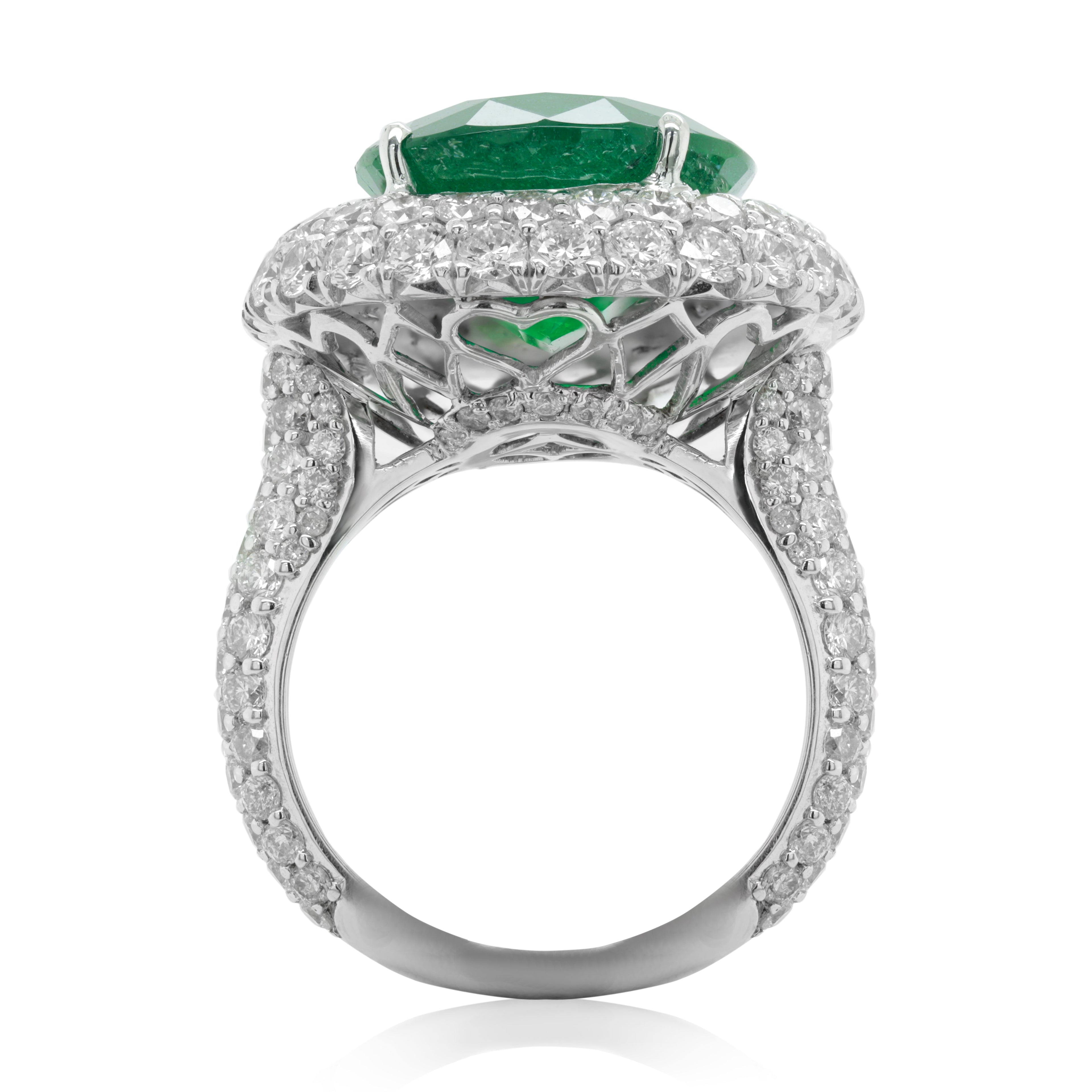 Oval Emerald Halo Ring