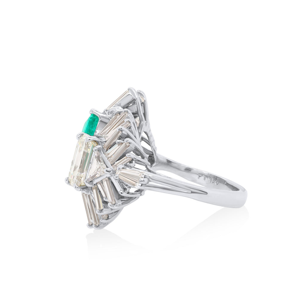 Emerald Diamond Double Art Deco Ring