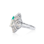 Emerald Diamond Double Art Deco Ring