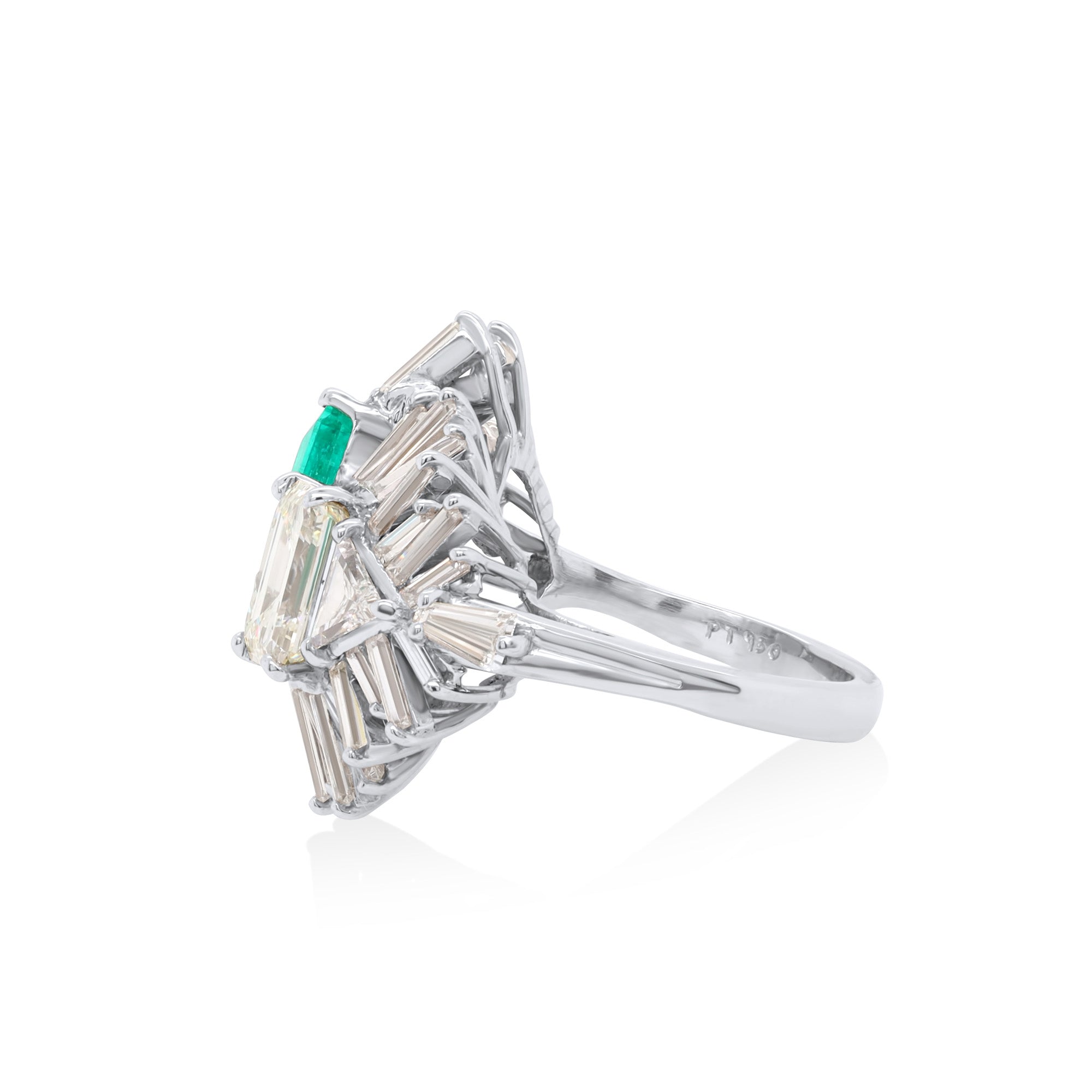 Emerald Diamond Double Art Deco Ring