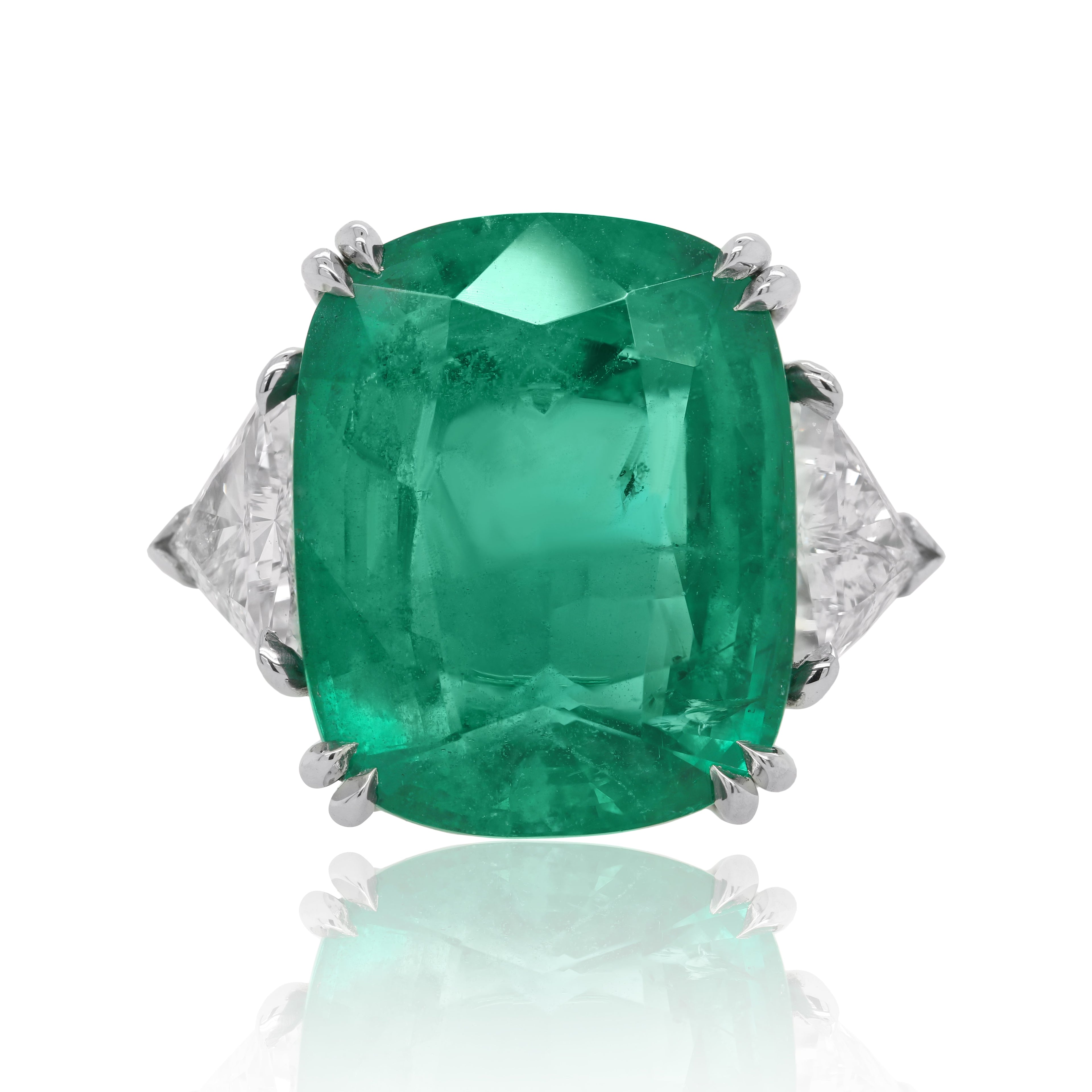 15.85ct Zambian Emerald Three-Stone Ring