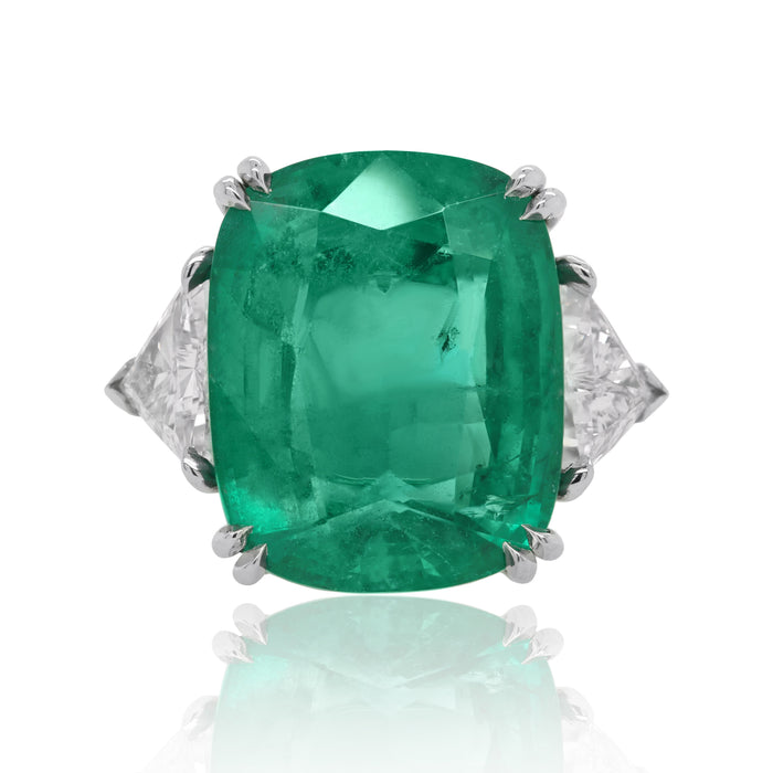 15.85ct Zambian Emerald Three-Stone Ring