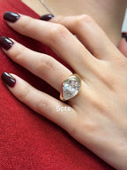 Lab-Grown East-West Pear Diamond Dome Ring