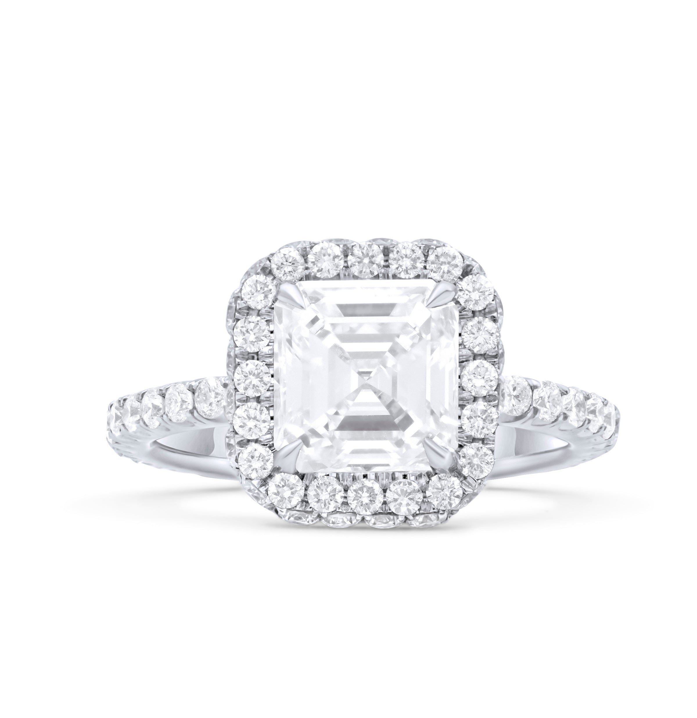 Lab-Grown Asscher Pave Halo Ring, 18K Gold