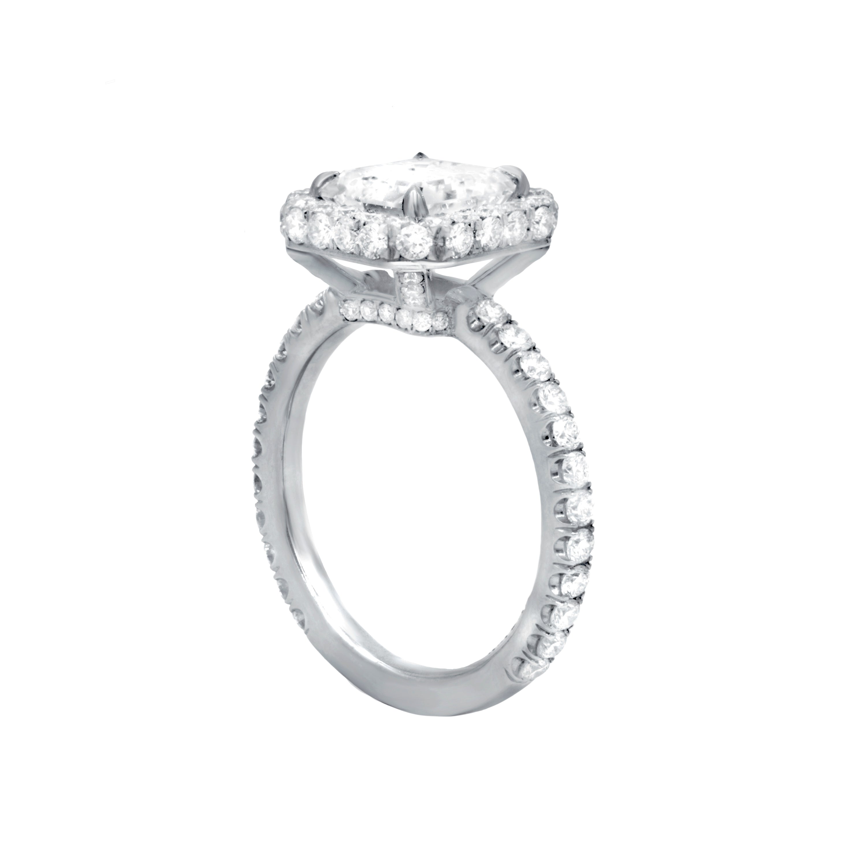 Lab-Grown Asscher Pave Halo Ring, 18K Gold