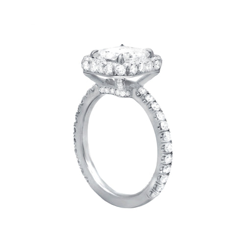 Lab-Grown Asscher Pave Halo Ring