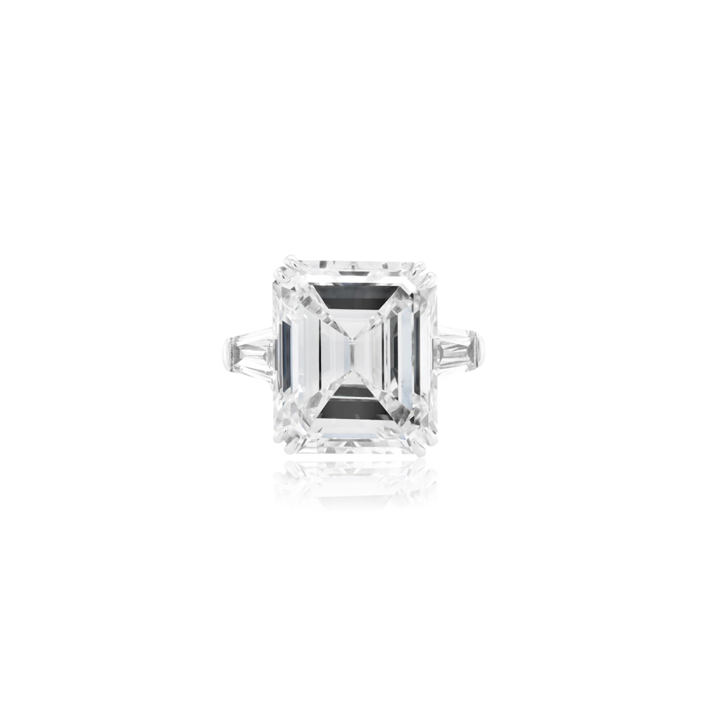 Emerald Cut Three-Stone Engagement Ring, Platinum