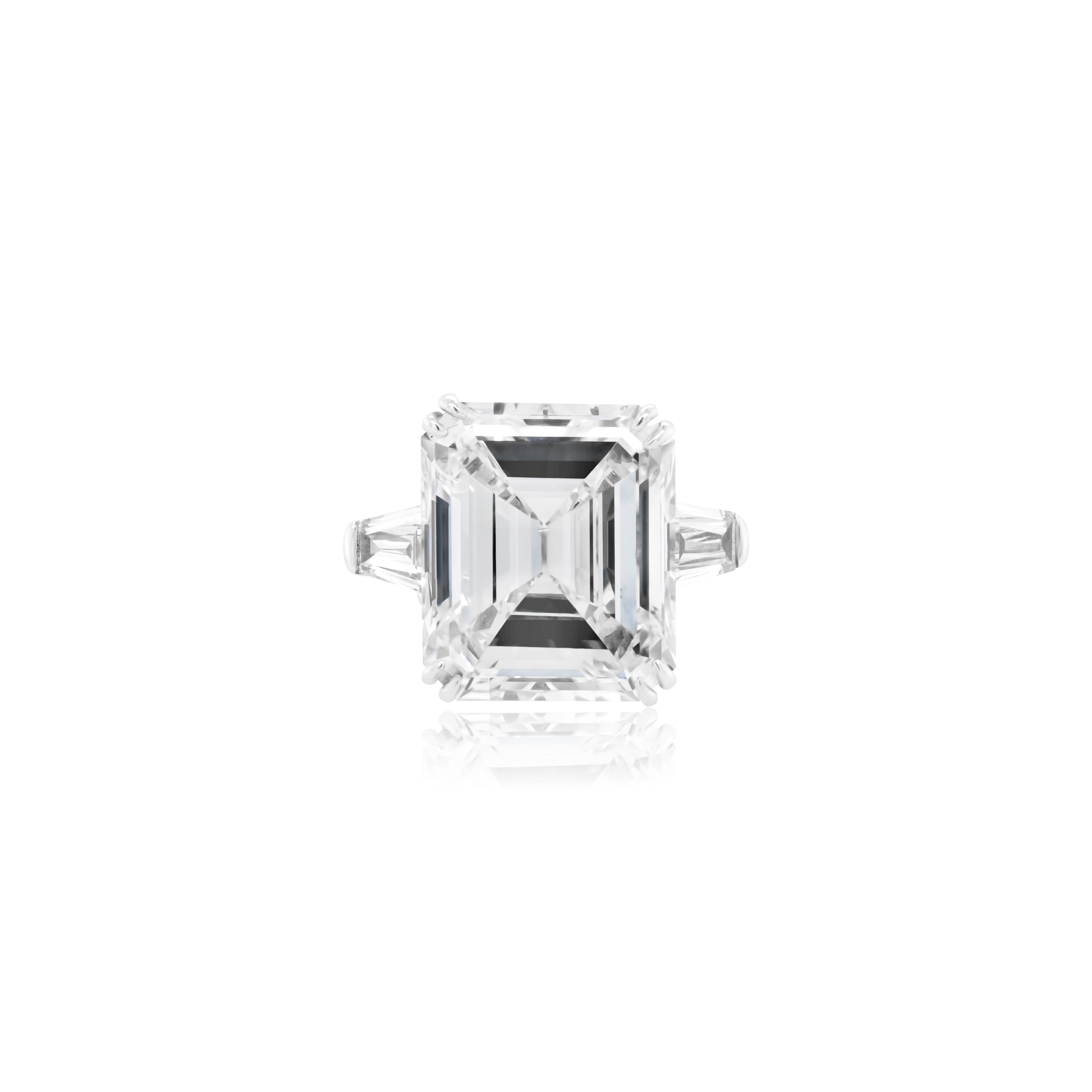 Emerald Cut Three-Stone Engagement Ring, Platinum