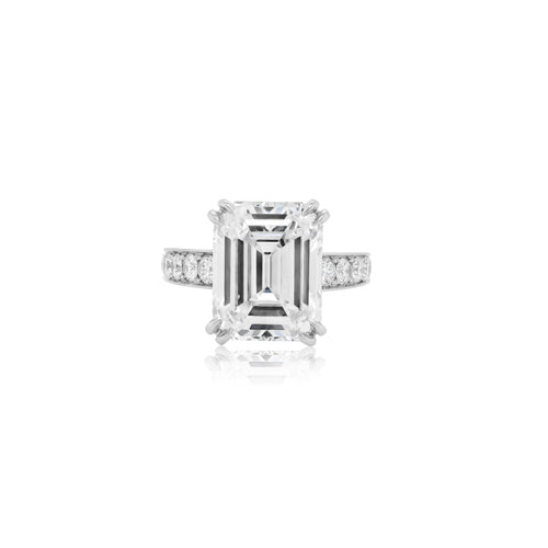 Lab-Grown Emerald Cut Ring with Accented Band