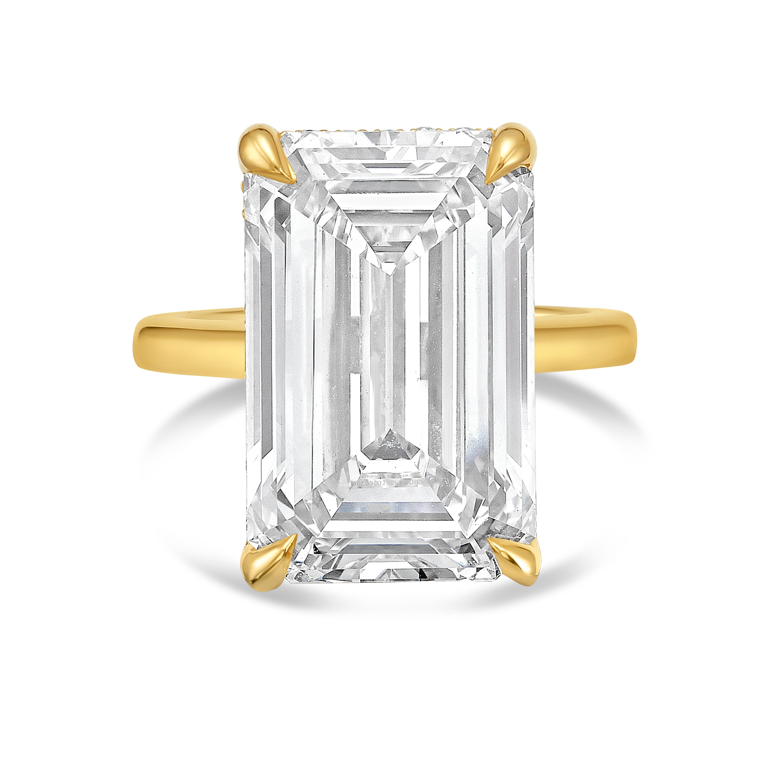 Lab-Grown Emerald-Cut Under Halo Ring, 18K Gold