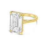 Lab-Grown Emerald-Cut Under Halo Ring, 18K Gold