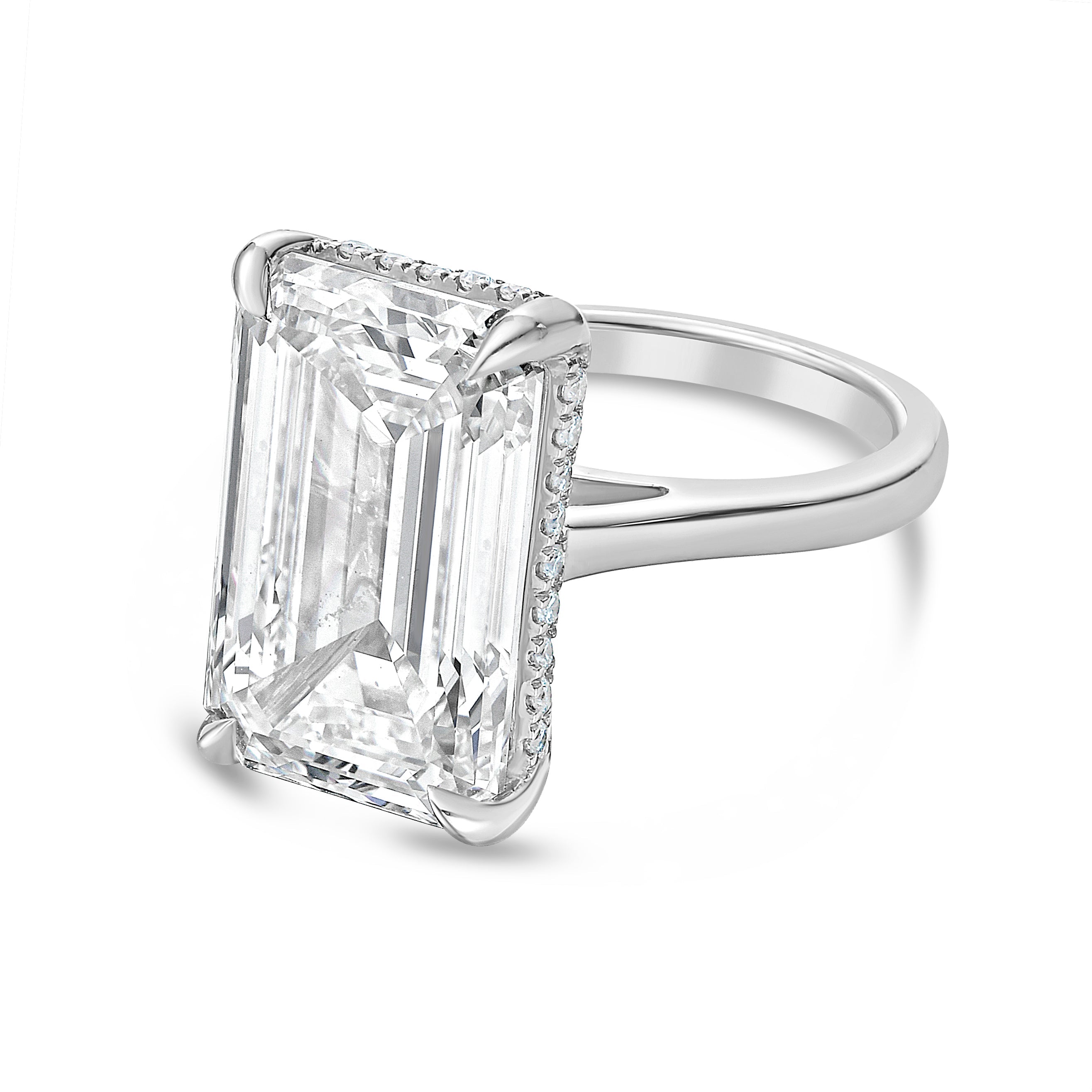 Lab-Grown Emerald-Cut Under Halo Ring, 18K Gold