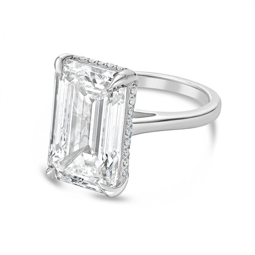 Lab-Grown Emerald-Cut Under Halo Ring