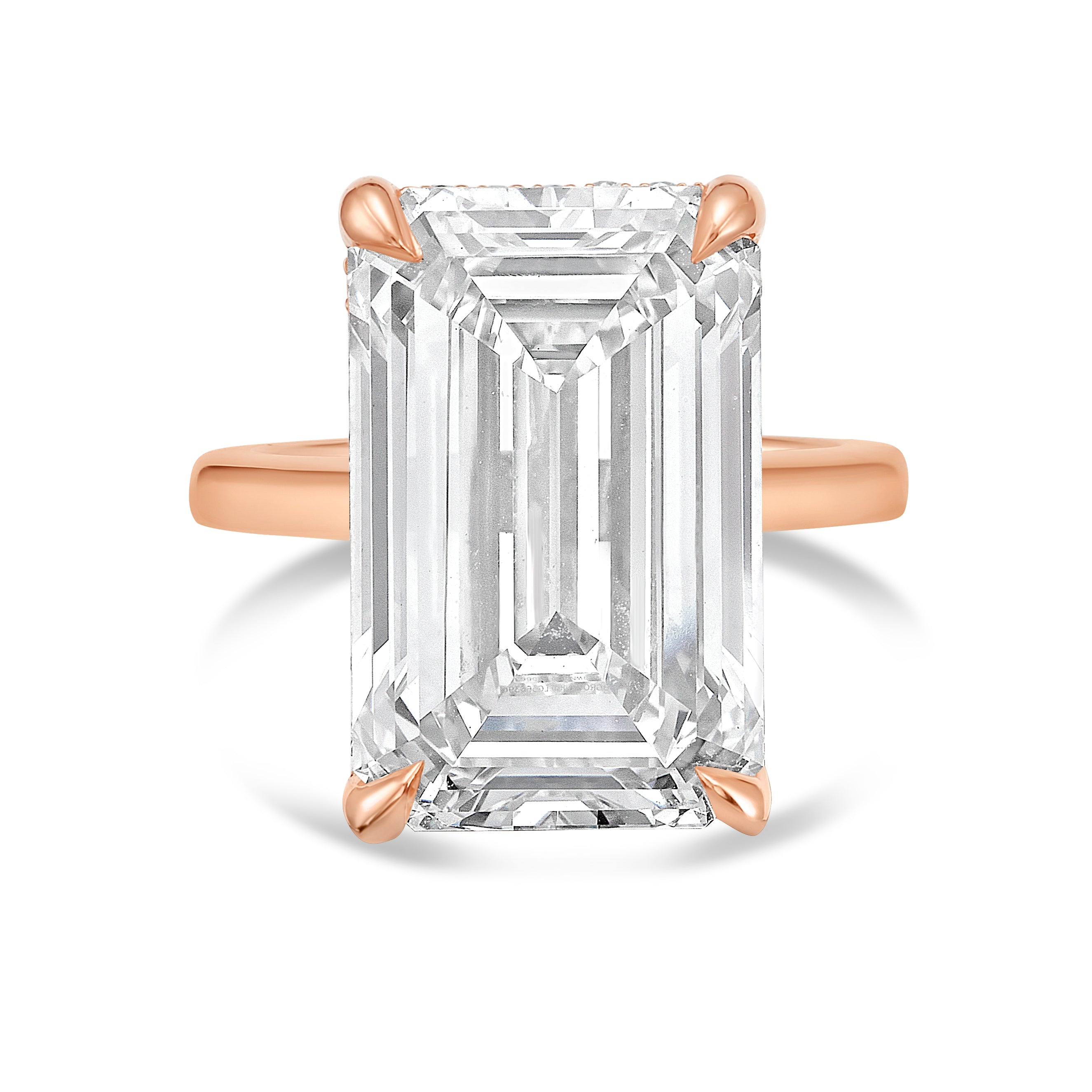 Lab-Grown Emerald-Cut Under Halo Ring, 18K Gold