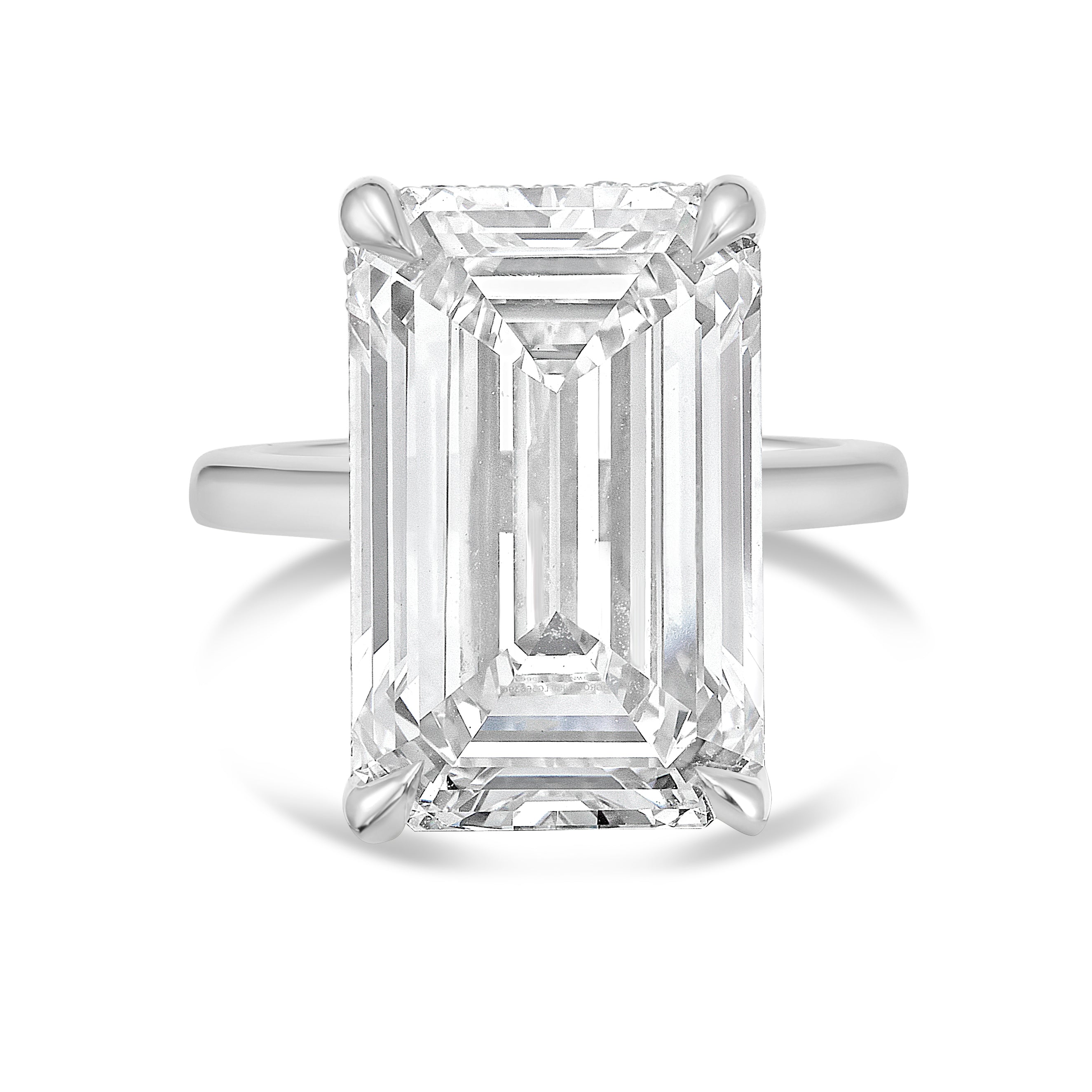Lab-Grown Emerald-Cut Under Halo Ring, 18K Gold