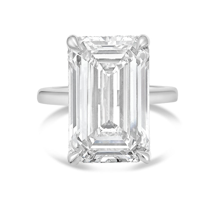 Lab-Grown Emerald-Cut Under Halo Ring, 18K Gold