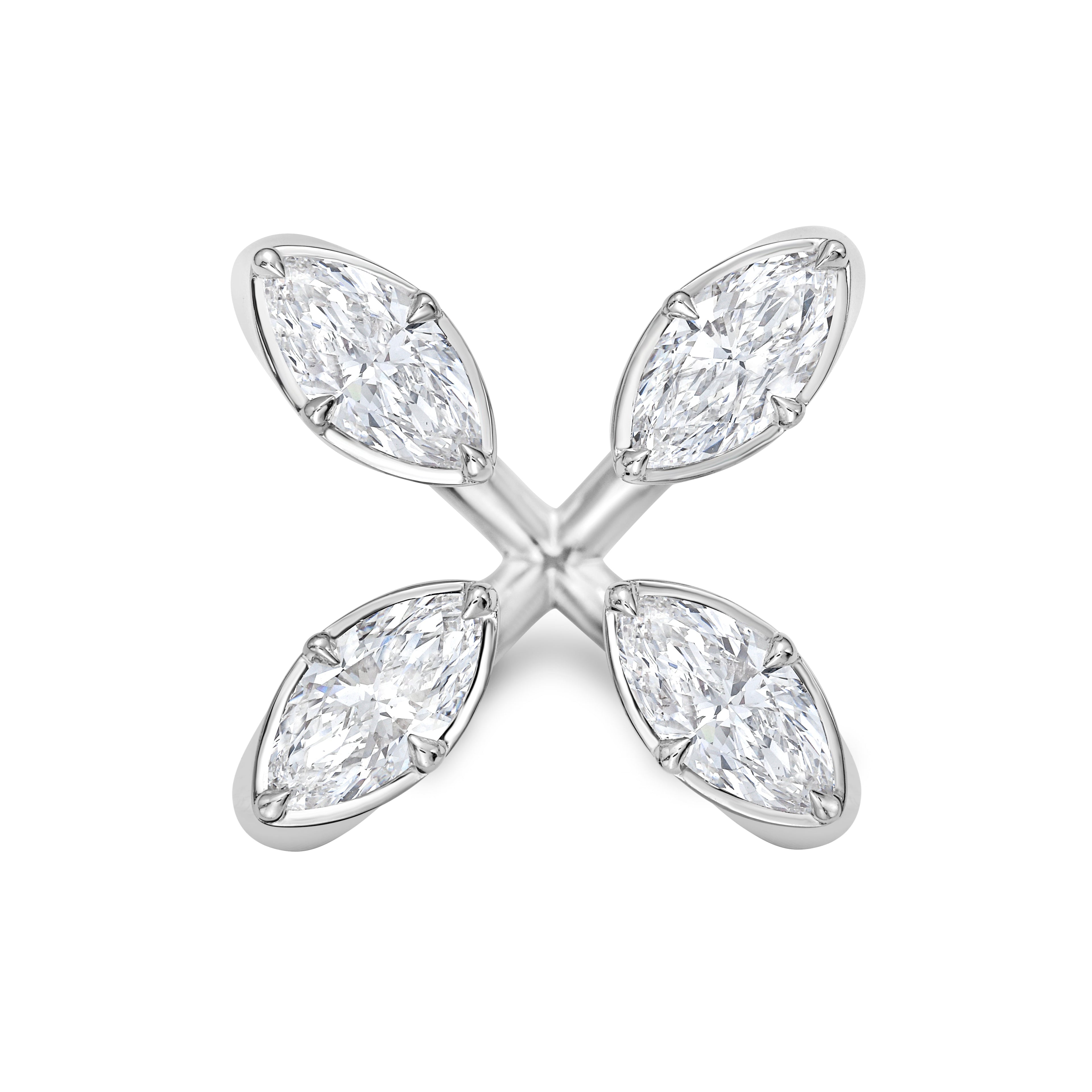 Lab-Grown Marquise Floating Diamond Ring, 18K Gold