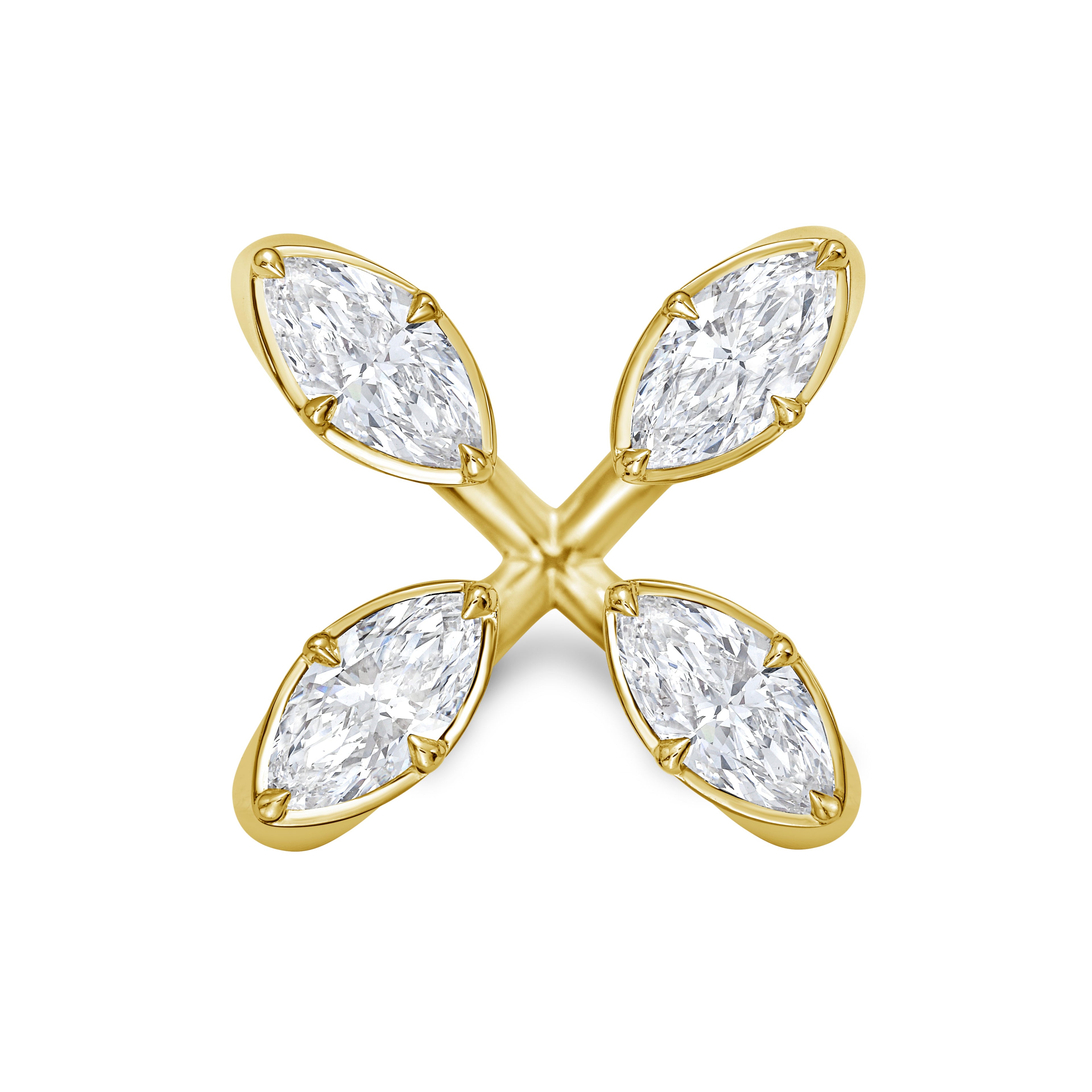 Lab-Grown Marquise Floating Diamond Ring, 18K Gold