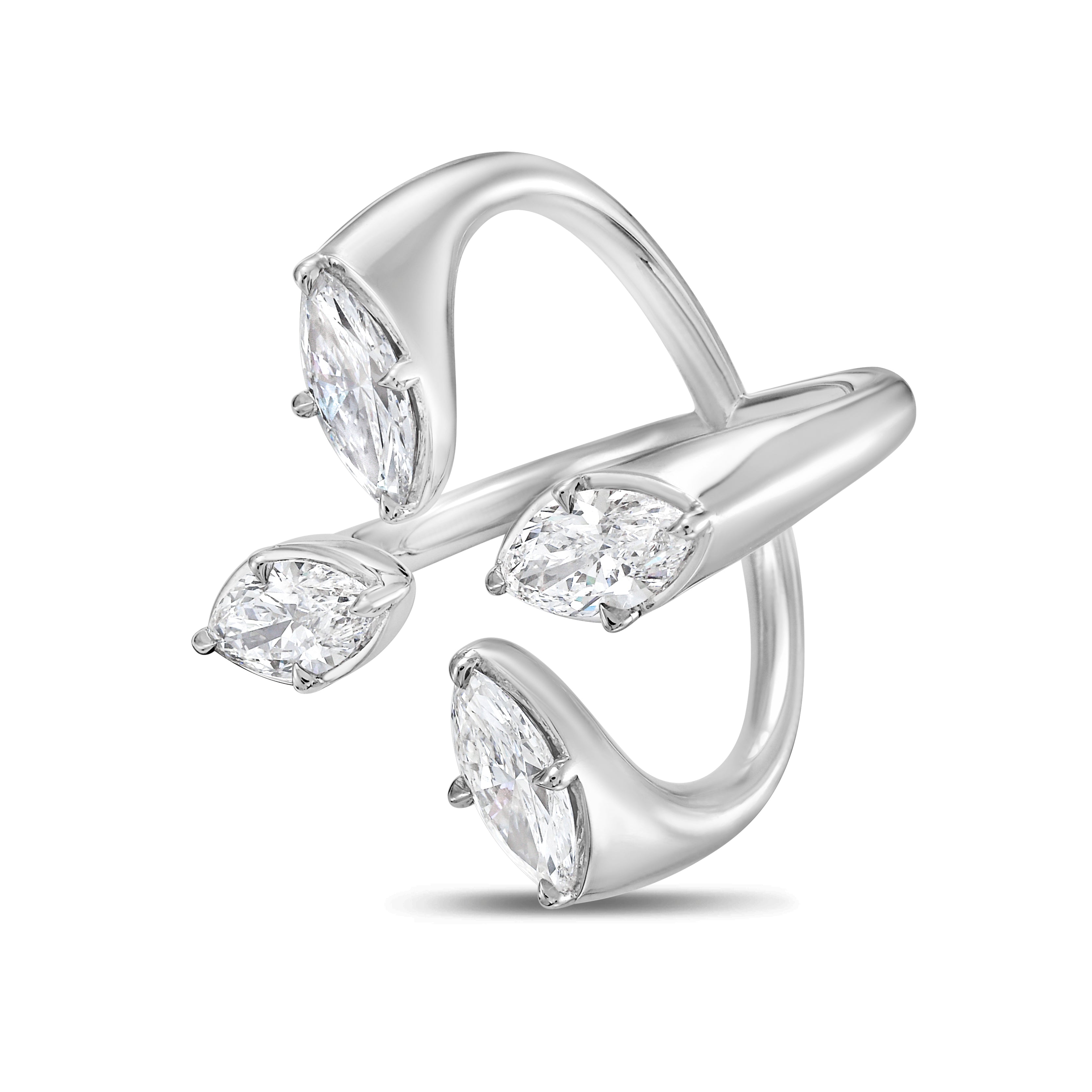 Lab-Grown Marquise Floating Diamond Ring, 18K Gold
