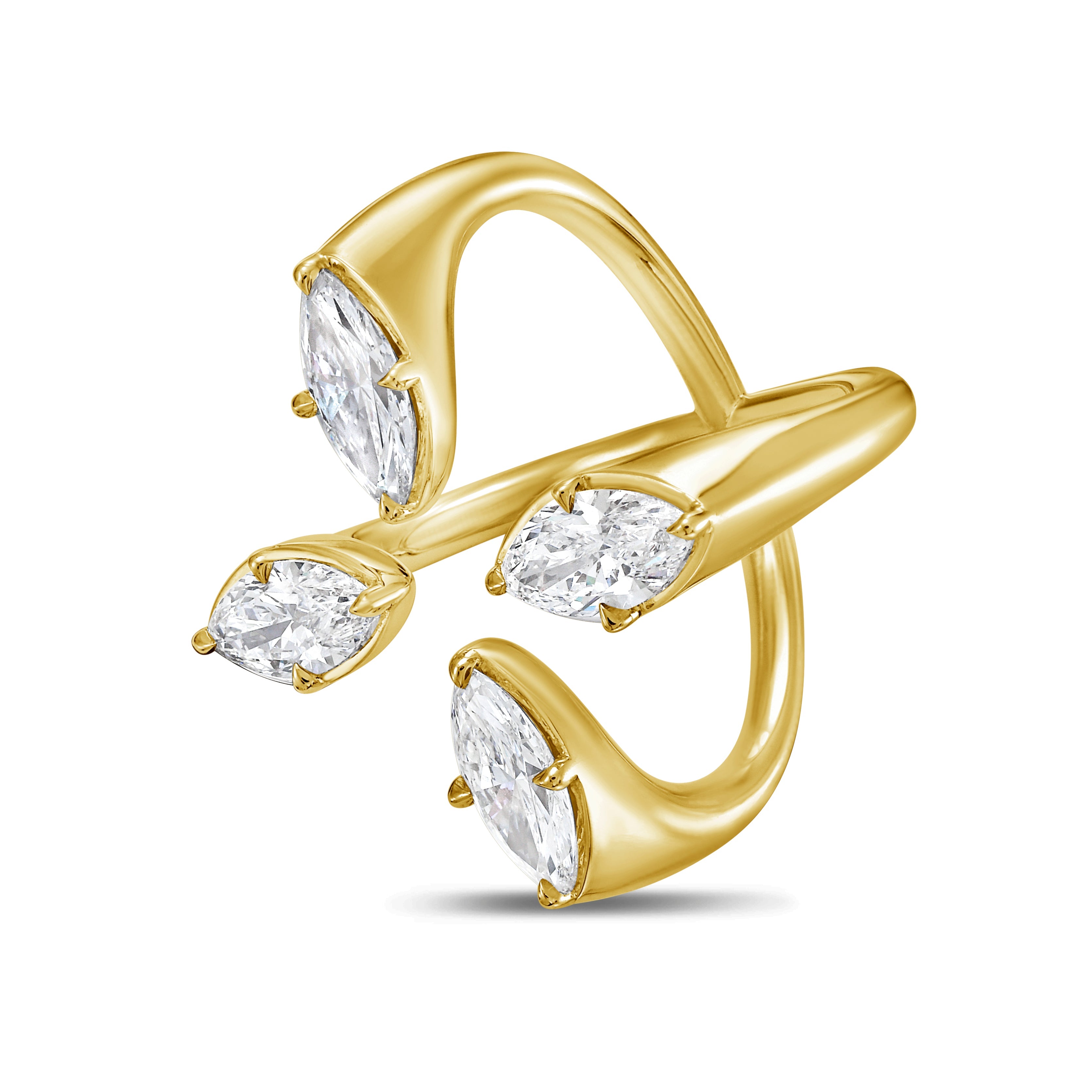 Lab-Grown Marquise Floating Diamond Ring, 18K Gold
