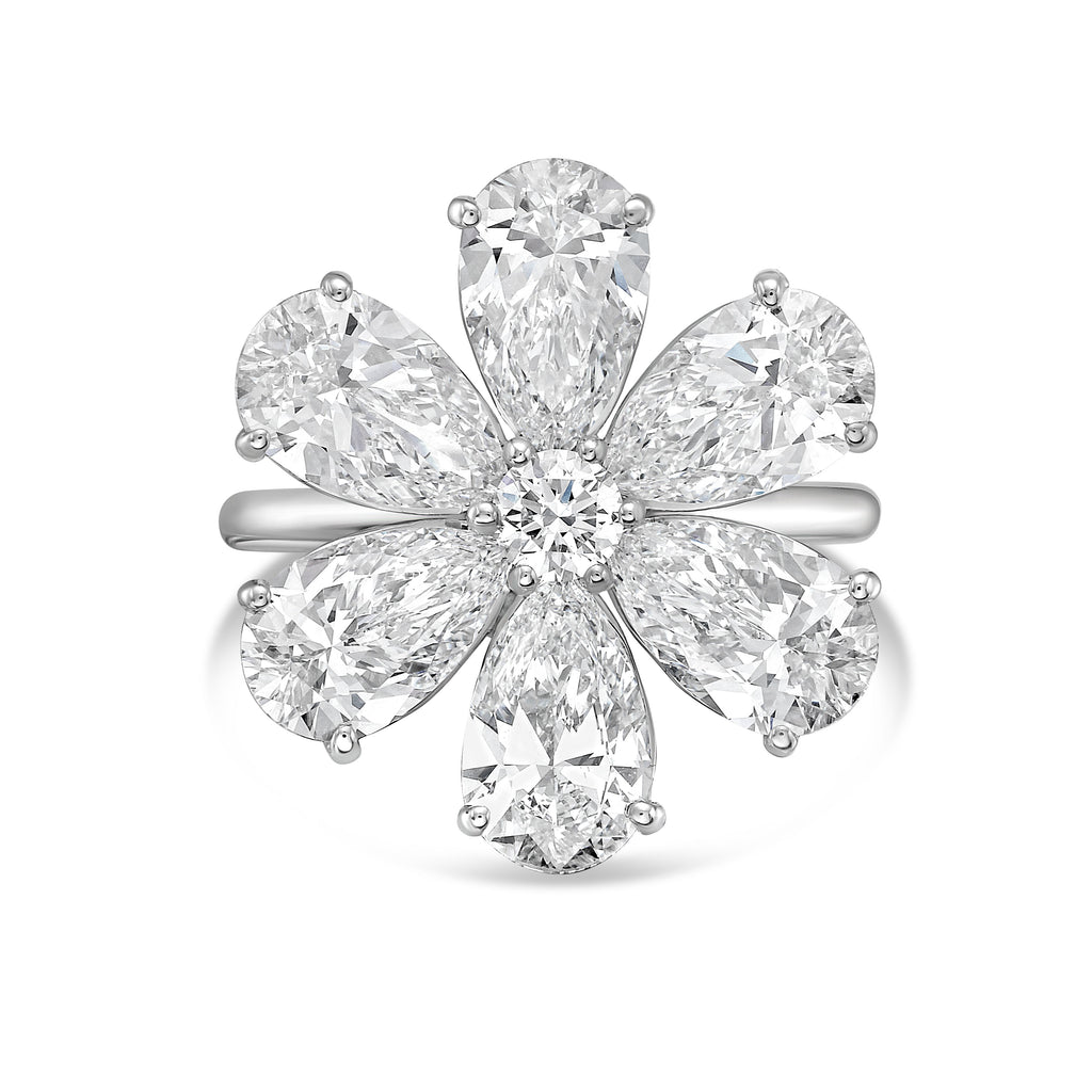 Lab-Grown Pear Shape Diamond Flower Ring