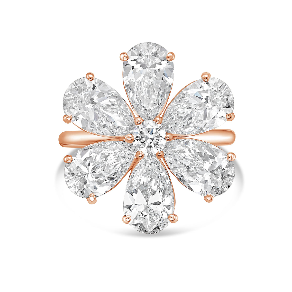 Lab-Grown Pear Shape Diamond Flower Ring